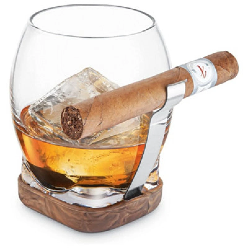 Image of Original Products Final Touch Whiskey Cigar Glass With Adaptable Cigar Holder
