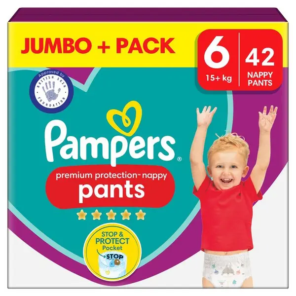 Image of Pampers Premium Protection Nappy Pants Size 6 42 Nappies