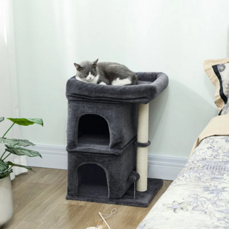 Image of Pawhut Small Cat Tree For Large Adult Cats Up To 7 Kg With Large Perch 66cm D30-960V00CG