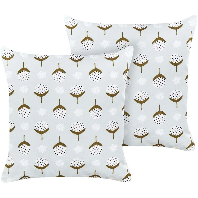 Image of Beliani Set Of 2 Outdoor Cushions Cuneo Geometric Pattern 45 X 45cm Green