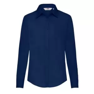 Image of Fruit Of The Loom Ladies Lady-Fit Long Sleeve Poplin Shirt (3XL) (Navy)