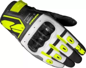 image of Spidi G-Carbon Ladies Motorcycle Gloves, black-white-yellow, Size M for Women, black-white-yellow, Size M for Women