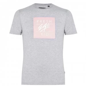 Image of Fresh Ego Kid Mens Box Logo T Shirt - Grey/Dusty Pink