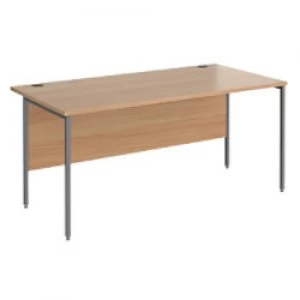 image of Rectangular Straight Desk with Beech Coloured MFC Top and Graphite H-Frame Legs Contract 25 1600 x 800 x 725mm