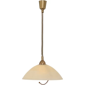 Image of Sienna Lighting - Sienna Capric Dome Pendant Ceiling Lights Bronze Brushed, Glass Ivory Alabaster White