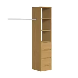 Spacepro Wardrobe Storage Kit Tower Unit with 3 Drawers Oak - 450mm