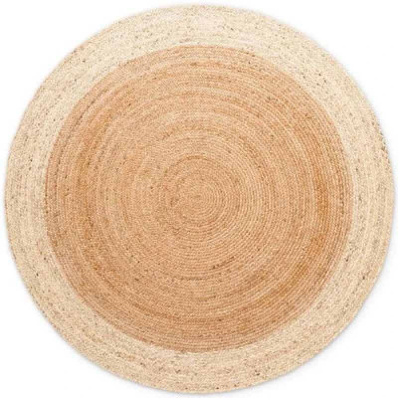 Image of The Rugs Jutta Reversible Jute Flatweave Round Rug Hand Woven Living Room In Cream