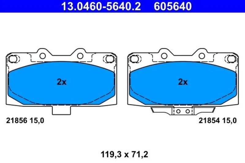 Image of ATE 13.0460-5640.2 Brake pad set with acoustic wear warning Brake Pad Set,disc brake (402)