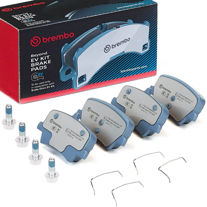 Image of BREMBO P 86 032E Brake pad set BEYOND LINE - EV excl. wear warning contact, with accessories, with anti-squeak plate Brake Pad Set,disc brake (402)