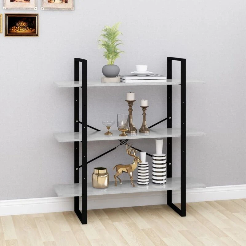 Image of VIDAXL Vidaxl - Book Cabinet Concrete Grey 100x30x105cm Engineered Wood 8720286568415
