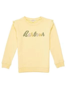 image of Barbour Girls Lyndale Frill Sweat Top - Primrose Yellow, Primrose Yellow, Size Age: 10-11 Years, Women