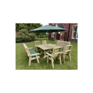 image of Churnet Valley - Ergo 8 Seater Square Table Including 2 Bench and 4 Chairs