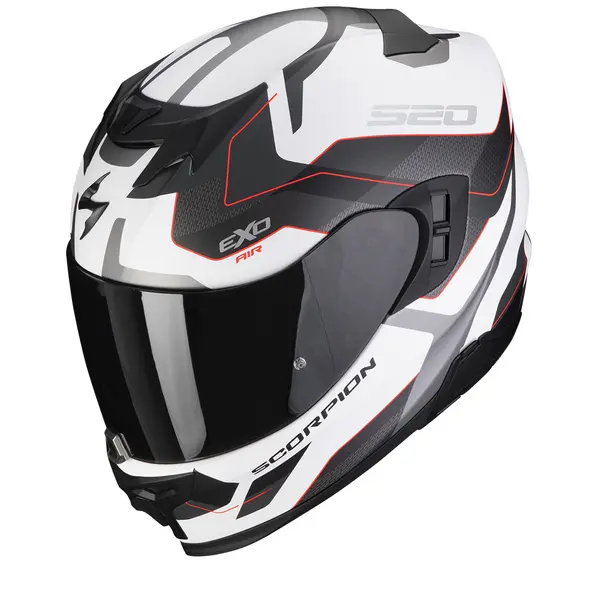 Image of Scorpion Exo-520 Evo Air Elan Matt White-Silver-Red Full Face Helmet L