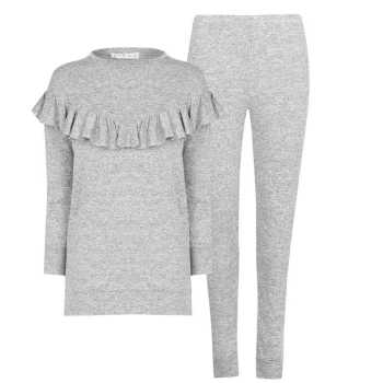Image of Linea Frill Loungewear Co Ord Set - Grey