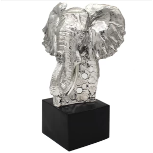 Image of Silver Art Elephant Bust Figurine By Lesser & Pavey