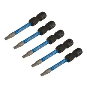 Image of Draper Expert 05649 5pc TX-STAR Impact Screwdriver Bits, T10 x 50mm, 1/4" Hex