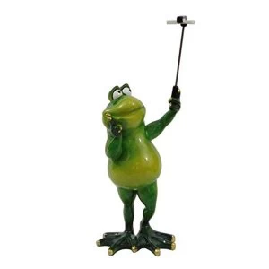 Image of Hand Painted Resin Standing Frog Selfie Figurine