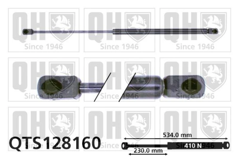 Image of QUINTON HAZELL Tailgate strut QUINTON HAZELL QTS128160