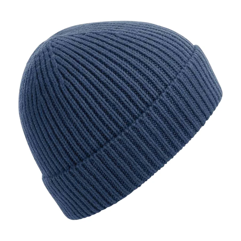 Image of Beechfield Beechfield Men Engineered Knit Ribbed Beanie in Blue Blue One Size Male 5059444612862