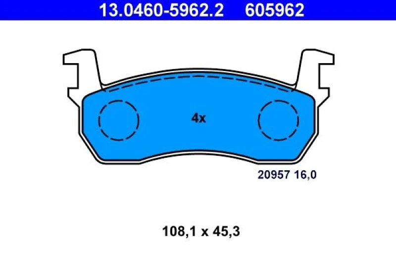 Image of ATE 13.0460-5962.2 Brake pad set excl. wear warning contact Brake Pad Set,disc brake (402)
