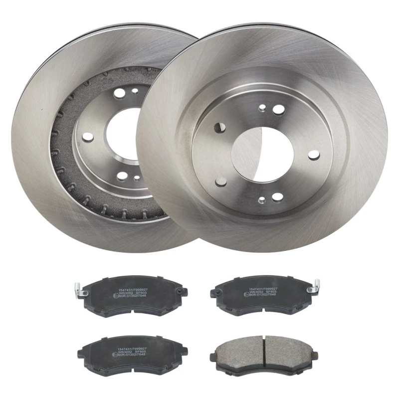 Image of RIDEX 3405B1996 Brake disc and pads set Front Axle, Brake Disc Type: Vented, with acoustic wear warning Brake Set,disc brakes (3405)