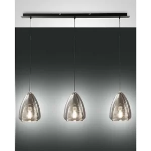 Image of Fabas Luce Britton Straight Bar Pendant Ceiling Light Transparent Grey Glass, E27