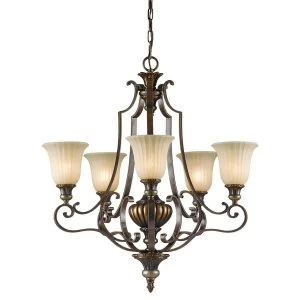 Image of 5 Light Multi Arm Chandelier Bronze, Gold Finish, E14