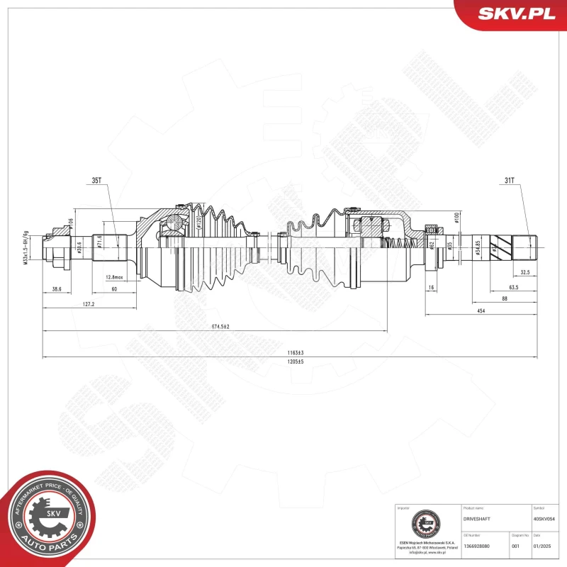 Image of ESEN SKV Drive shaft ESEN SKV 40SKV054