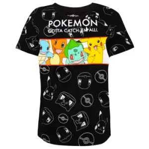 image of Pokemon Boys Characters T-Shirt (7-8 Years) (Black/White)