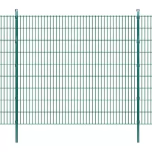 image of Vidaxl - 2D Garden Fence Panels & Posts Green 2008x1830 mm 4m - Green