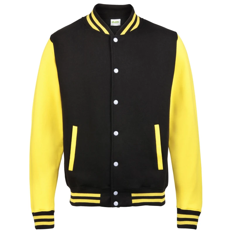 Image of AWDis AWDis Men Varsity Jacket in Jet Black Size: X-Small Jet Black XS Male 5055805499967