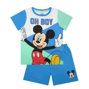 Image of Disney Boys Mickey Mouse Short Pyjama Set (3-4 Years) (Blue/White/Light Green)