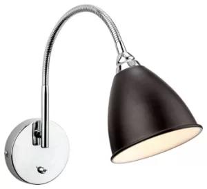 image of Bari 1 Light Indoor Wall Light (Switched) Black, Chrome, E14