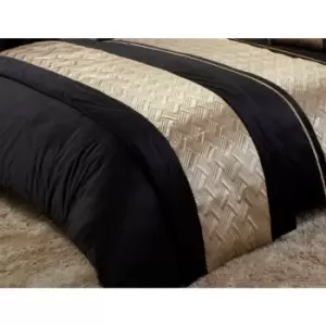 image of Rapport - Capri Gold Black 60x240cm Quilted Runner Bed Throw Over Spread Velvet - Black