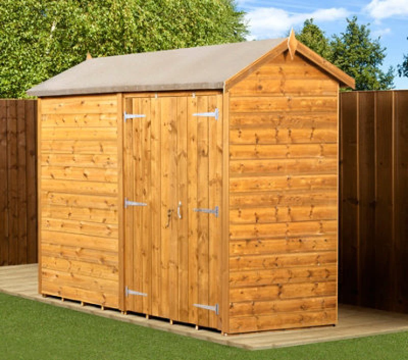 Image of Empire Sheds Empire Modular Apex 4X8 Dipped Treated Tongue And Groove Wooden Garden Shed Double Door (4' X 8' / 4ft X 8ft) (4X8)