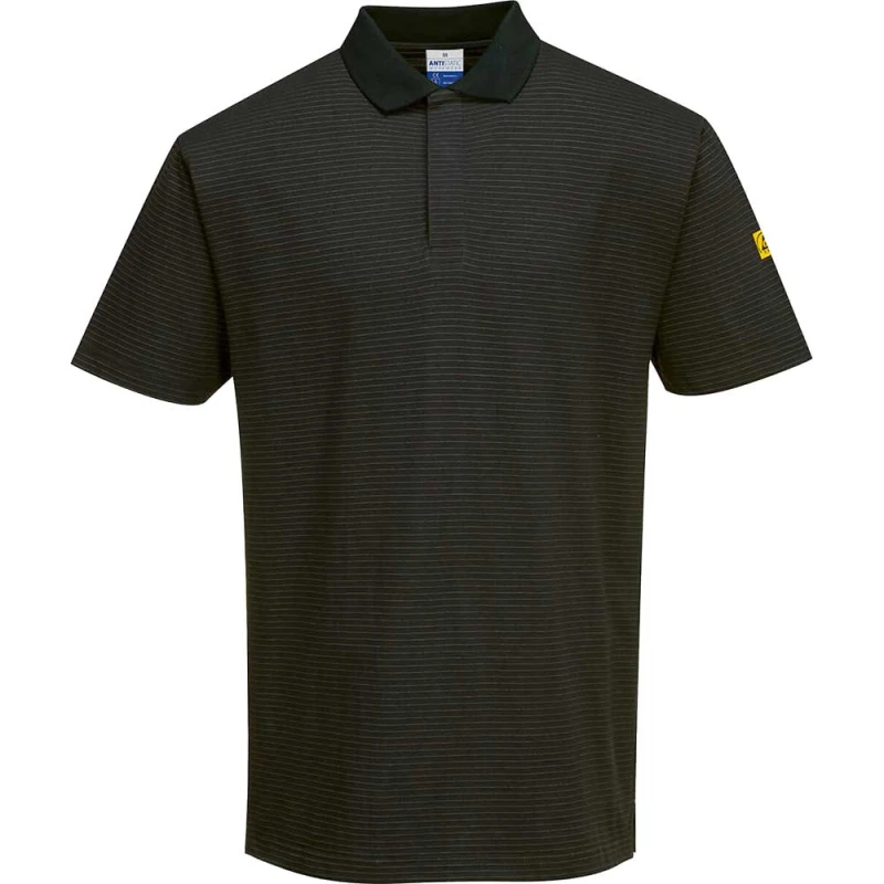 Image of Portwest Mens Anti Static ESD Polo Shirt AS21BKRXXL Colour: Black