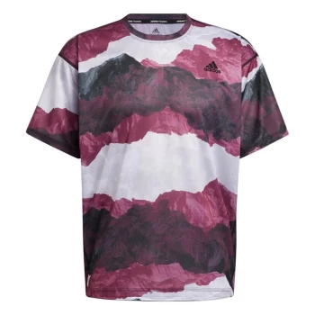 image of adidas Earth Graphic Yoga T-Shirt Mens - Black / Victory Crimson