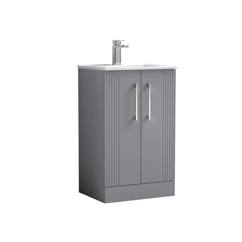 Image of Balterley 2 Door Floor Standing Vanity Unit Minimalist Basin Grey 500mm Grey