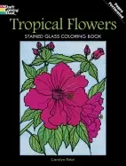 Image of tropical flowers stained glass coloring book