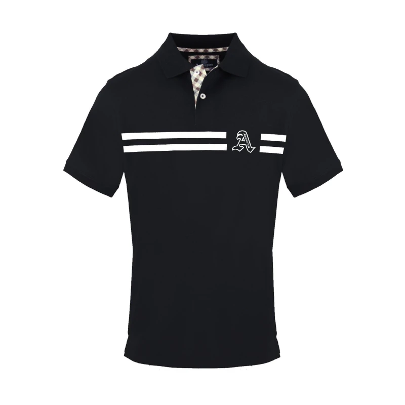 Image of Aquascutum Mens Polo Short Sleeve Polo Shirt Short Sleeve Polos Small Black 54287503350