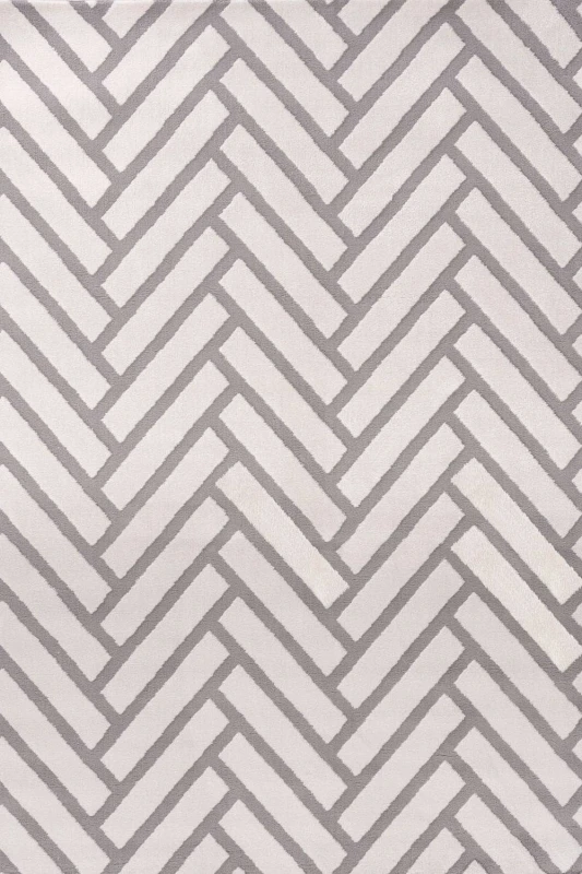 Image of THE RUGS Loft Herringbone Living Room Area Rug & Runners Soft Pile in Light Grey Size: 80cm x 150cm Light Grey Unisex 80cm x 150 cm