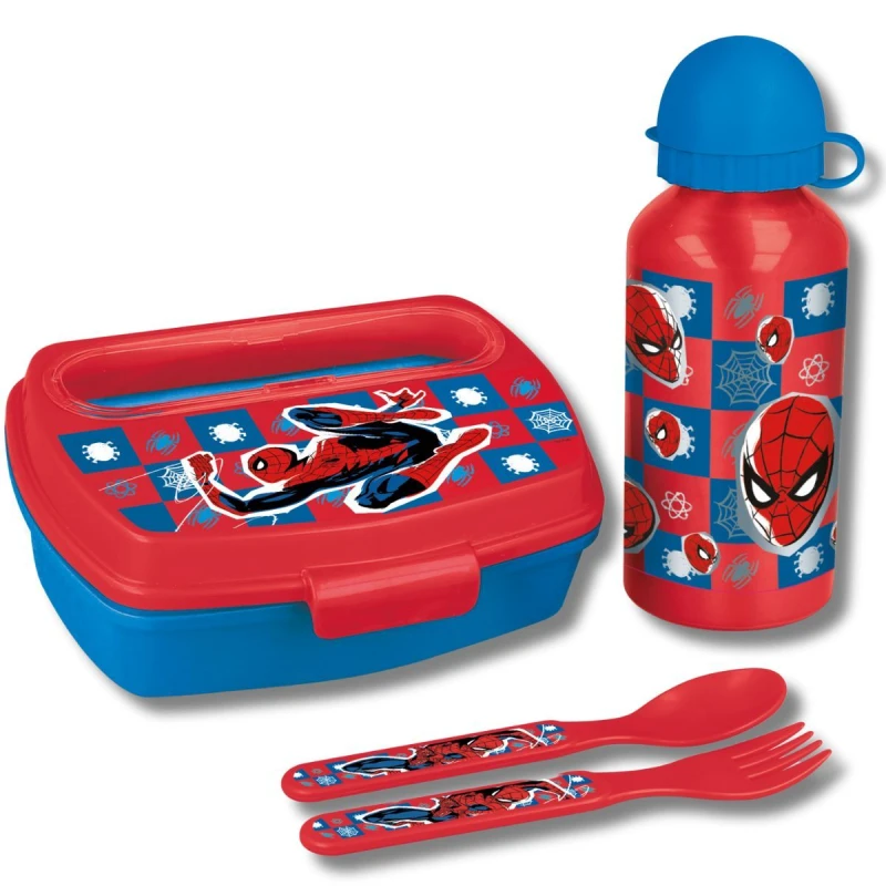 Image of Spider-Man Spiderman Back To School Set With Bottle Dark Red
