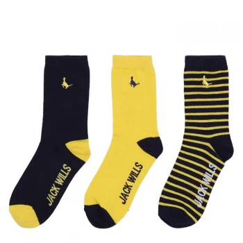Image of Jack Wills Wills 3 Pack of Crew Socks Junior Boys - Mimosa/Navy