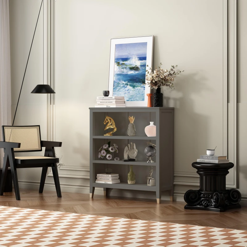 Image of Cabinet Bits Palazzi 3 Tier Bookcase H97 W89 D25cm in Mid Grey Mid Grey Unisex