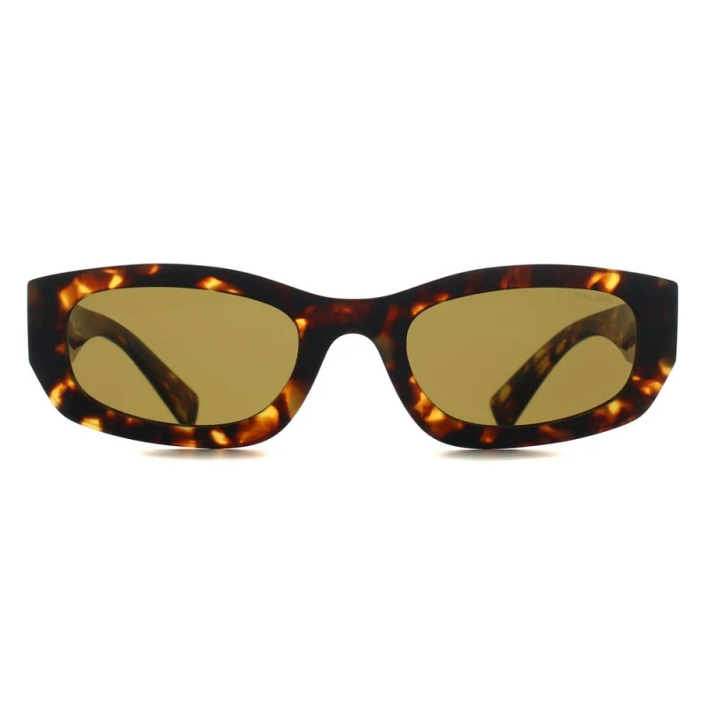 Image of Miu Miu Womens Oval Havana Honey Dark Brown MUB04S Brown Female One Size