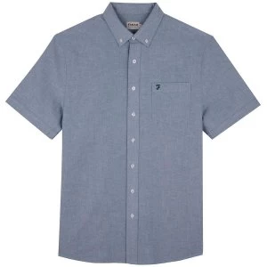 Image of Farah Mens Drayton Short Sleeve Shirt Regatta Blue Medium
