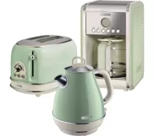 image of ARIETE Vintage ARPK8 Coffee Machine, Toaster & Kettle Bundle - Green