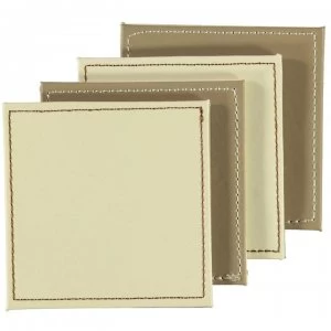 Image of Ashwood Pack of 4 Faux Leather Reversible Coasters - Cream/Mocha