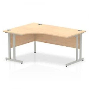 image of Trexus Radial Desk Left Hand Silver Cantilever Leg 1600mm Maple Ref