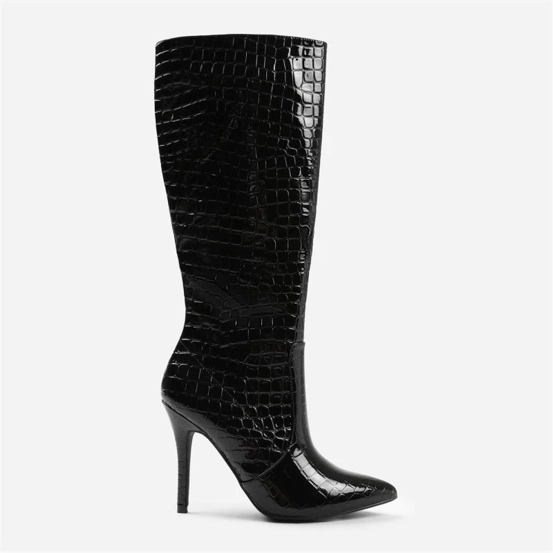 Image of Where's That From 'Zoya' High Heel Calf Boots True Black
